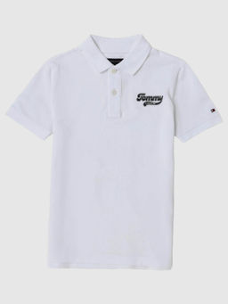 Tommy Hilfiger - Boys White Logo Regular Fit Cotton Polo T-Shirt
