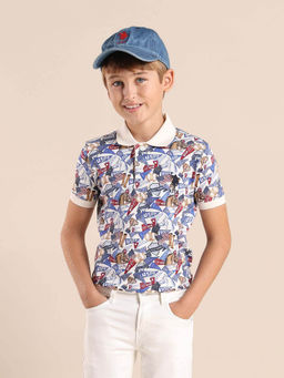 U.S. POLO ASSN. - Boys Multi-Color Graphic Regular Fit Polo T-Shirt