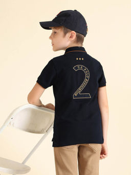 U.S. POLO ASSN. - Boys Navy Blue Brand Appliqued Regular Fit Polo T-Shirt