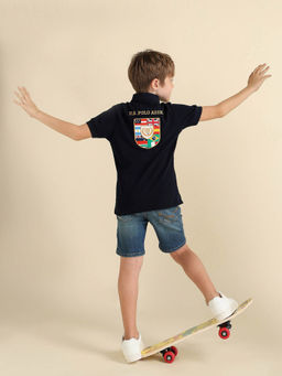 U.S. POLO ASSN. - Boys Navy Blue Brand Appliqued Regular Fit Polo T-Shirt