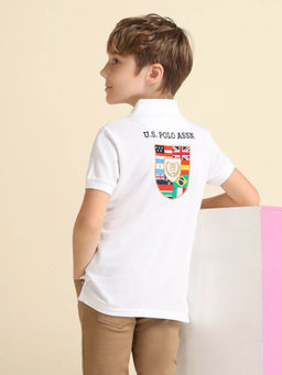 U.S. POLO ASSN. - Boys White Brand Appliqued Regular Fit Polo T-Shirt