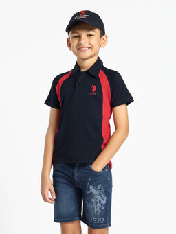 U.S. POLO ASSN. - Boys Navy Blue Pure Cotton Regular Fit Polo T-Shirt