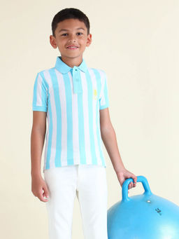 U.S. POLO ASSN. - Boys Blue Vertical Striped Regular Fit Polo T-Shirt
