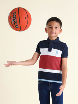U.S. POLO ASSN. - Boys Navy Blue Colorblock Regular Fit Polo T-Shirt
