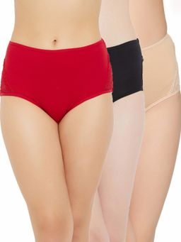 Clovia - Cotton Spandex High Waist Outer Elastic Hipster Panty (Pack of 3)