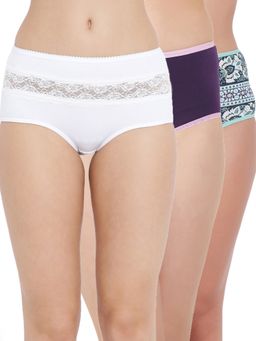 Clovia - Cotton Spandex High Waist Outer Elastic Hipster Panty (Pack of 3)