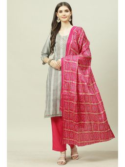 Biba - Grey & White Cotton Unstitched Suit (Set of 3)