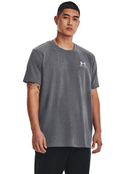 Under Armour - Men M Logo Embroidered Heavyweight Short Sleeve T-Shirt - Grey
