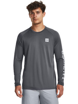 Under Armour - Men Tech Print Fill Long Sleeves T-Shirt - Grey