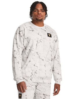 Under Armour - Men Project Rock Rival Fleece Crew Sweatshirt - White