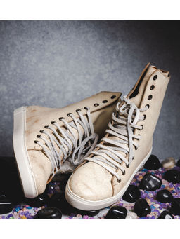 Kavith Sainaani - Beige Distressed Tall Sneakers (Pack of 2)
