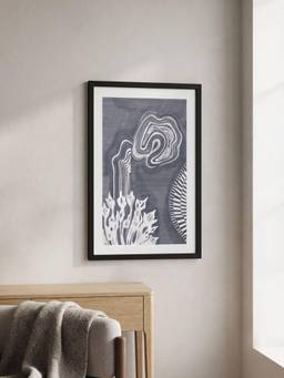 Freedom Tree - Earth Core Fractals Illustrated Slate Grey Abstract Wall Art Frame