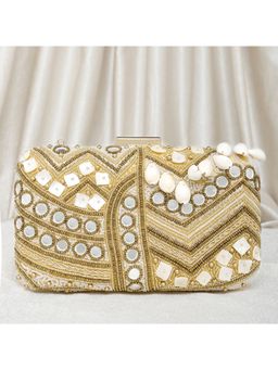 Peora - Gold Clutch Purses for Women Handmade Evening Bridal Clutch - C104G
