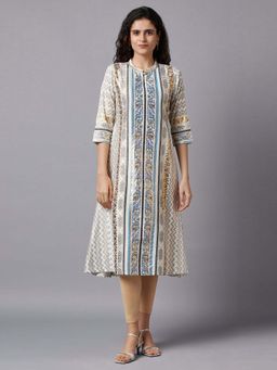 Aurelia - White Floral Print Ethnic Kurta
