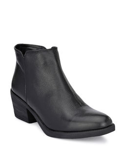 CARLO ROMANO - Solid Black Leather Ankle Boot