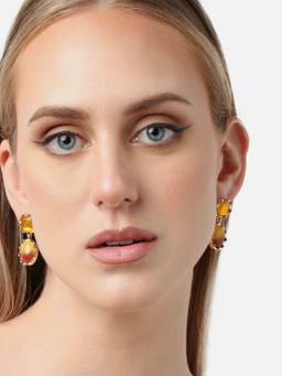 Sohi - Gold Plated Party Designer Stone Drop Earring for Women