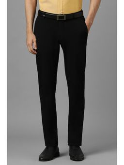 Louis Philippe - Men Black Slim Fit Solid Flat Front Formal Trousers