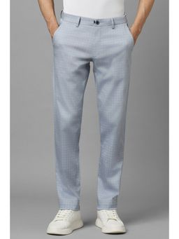 Louis Philippe - Men Grey Slim Fit Check Flat Front Casual Trousers