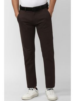 Peter England - Men Brown Solid Super Slim Fit Casual Trousers