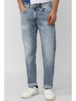 Peter England - Men Blue Mid Wash Regular Fit Jeans