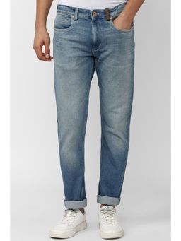 Peter England - Men Blue Light Wash Regular Fit Jeans