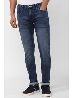 Peter England - Men Navy Dark Wash Slim Tapered Jeans