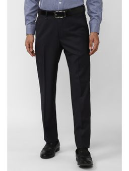 Van Heusen - Men Black Solid Regular Fit Trousers