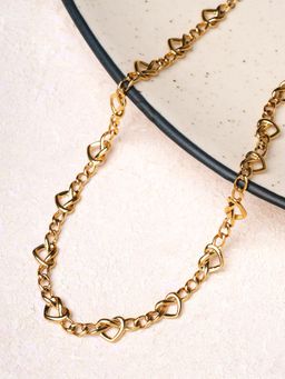 Palmonas - Linked Hearts Chain Necklace for Women - Waterproof and Anti-Tarnish