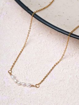 Palmonas - Minimalist Pearl Bar Necklace for Women - Waterproof and Anti-Tarnish