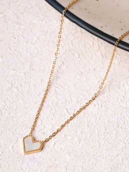 Palmonas - Golden Windowpane Heart Frame Pendant Necklace for Women - Waterproof