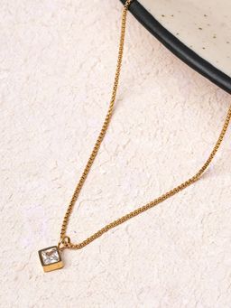 Palmonas - Square Charm Pearl Accent Necklace for Women - Waterproof and Anti-Tarnish