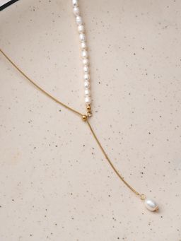 Palmonas - Luxe Pearl Lariat Necklace for Women - Waterproof and Anti-Tarnish