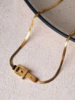 Palmonas - Golden Cube Lock Pendant Necklace for Women - Waterproof and Anti-Tarnish