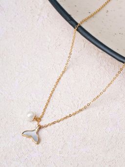 Palmonas - Baroque Pearl Whale Tail Necklace for Women - Waterproof and Anti-Tarnish