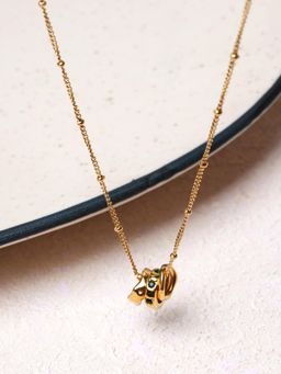 Palmonas - Textured Gold Chain with Twisted Ring Pendant for Women - Waterproof and Anti-Tarnish