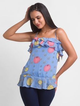 Globus - Blue Printed Top