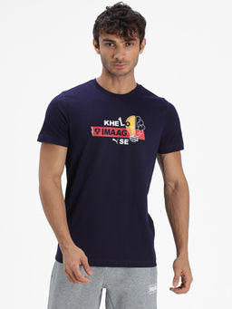 Puma - x Dream11 Cotton Roundneck Men's Slogan Graphic Blue T-shirt