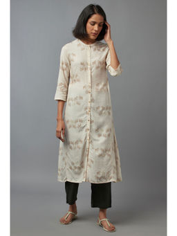 W - Beige Printed Kurta