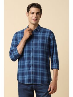 Allen Solly - Men Blue Custom Fit Check Full Sleeves Casual Shirt