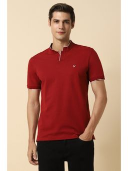 Allen Solly - Men Red Solid Polo Neck T-shirt