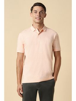 Allen Solly - Men Peach Print Polo Neck T-shirt