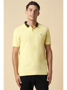Allen Solly - Men Yellow Textured Polo Neck T-shirt