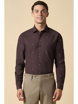 Allen Solly - Men Brown Slim Fit Print Full Sleeves Formal Shirt