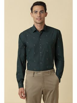Allen Solly - Men Green Slim Fit Print Full Sleeves Formal Shirt