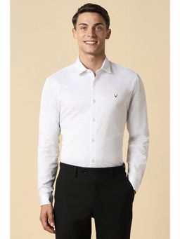 Allen Solly - Men White Slim Fit Print Full Sleeves Formal Shirt