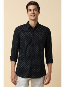 Allen Solly - Men Black Slim Fit Print Full Sleeves Casual Shirt