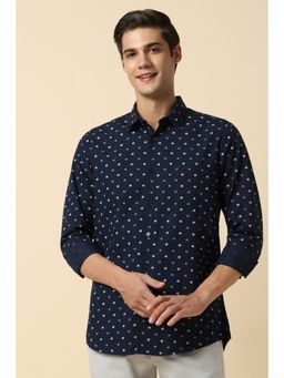 Allen Solly - Men Navy Slim Fit Print Full Sleeves Casual Shirt