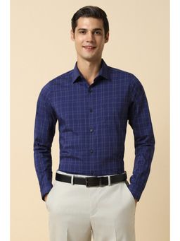 Allen Solly - Men Navy Slim Fit Check Full Sleeves Formal Shirt