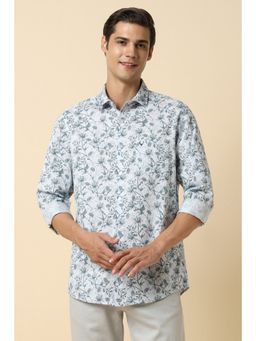Allen Solly - Men White Slim Fit Print Full Sleeves Casual Shirt