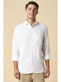 Allen Solly - Men White Slim Fit Textured Full Sleeves Casual Shirt
